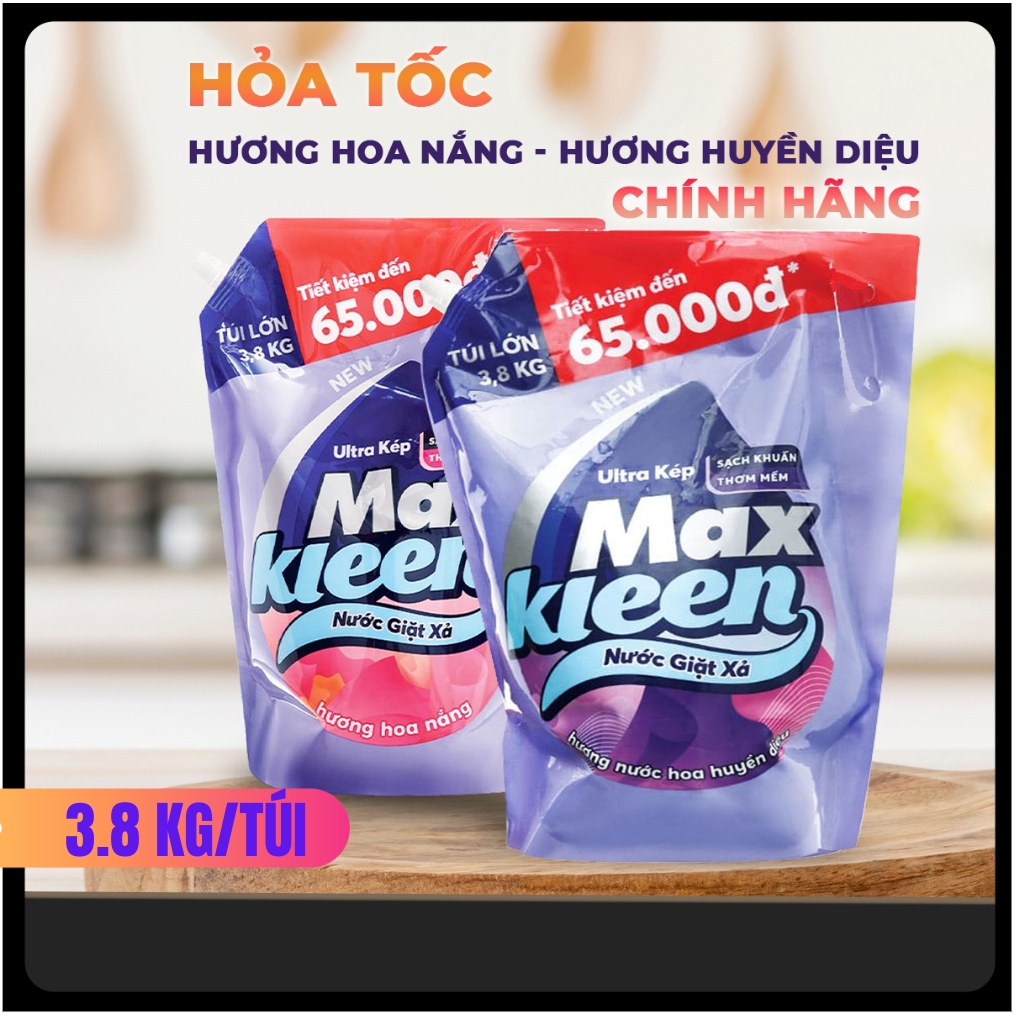 Combo 2 túi giặt xả MaxKleen 3,8kg - Hương Hoa Nắng hoặc Hương Nước Hoa Huyền Diệu - Cam kết chính hãng